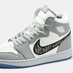 Nike Air Jordan 1 Retro x Dior White Grey - Зображення 6